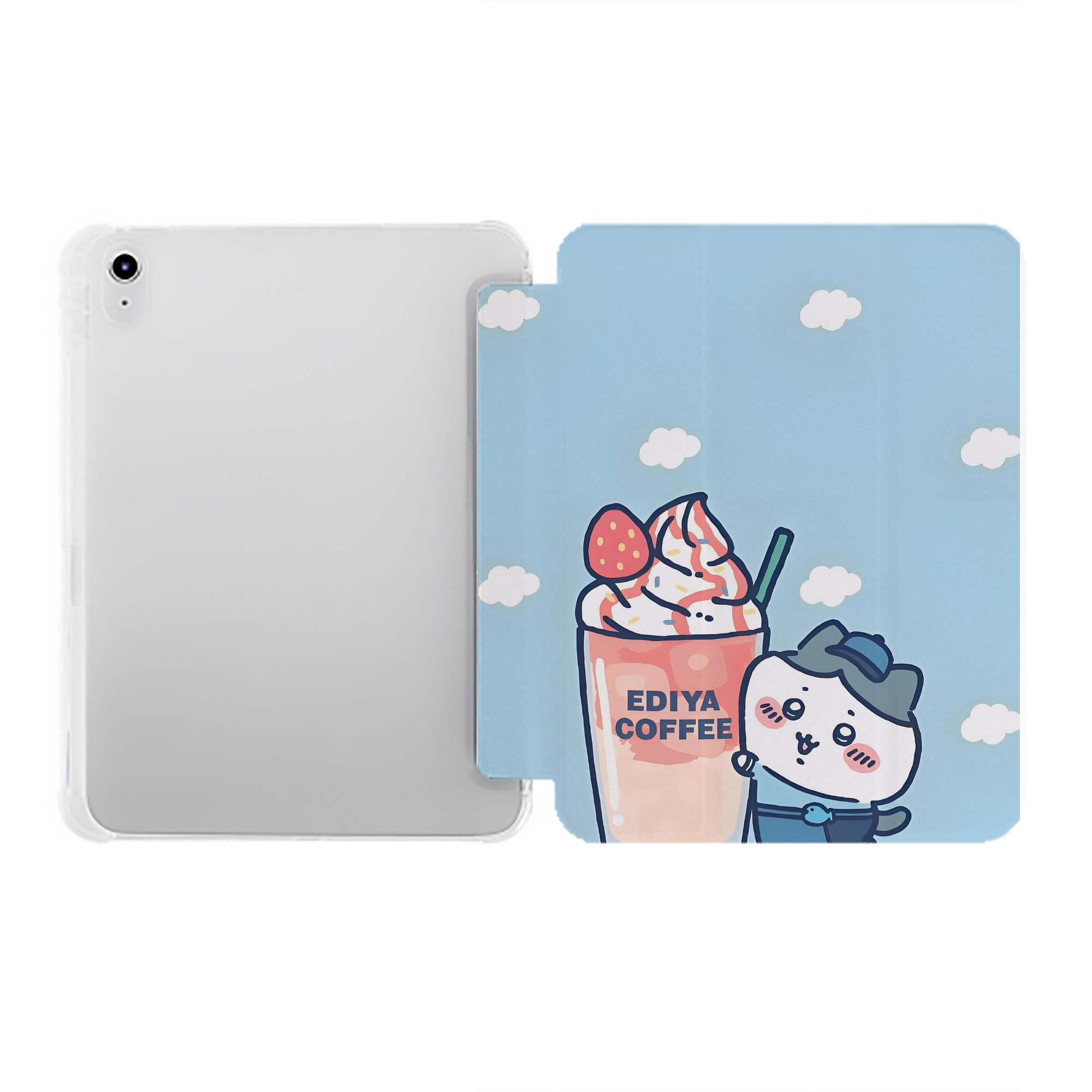 （画像用） ちいかわ Chii-kawa IPad ケース ペン収納付き 三つ折りスタンド PUレザー×シリコン 対応機種9.5/10.5/10.9インチ